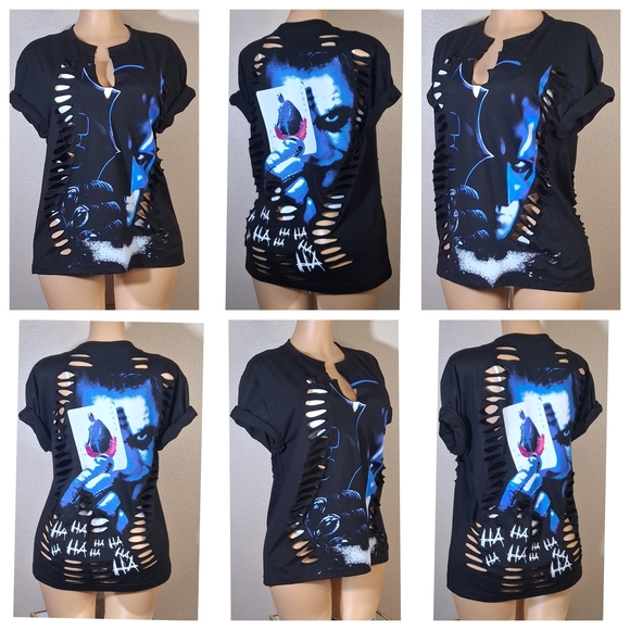 Marvel Joker Tops - Black Custom Joker /Batman Tshirt